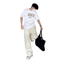 Nike Exercise T-shirts Men and Women Versatile Breathable Popular Fashionable Casual Short Sleeved Shirts Black/White