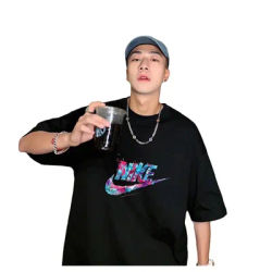 Nike Exercise T-shirts Men and Women Casual Breathable Anti-Shrink Versatile Adult Short Sleeved Shirts Black/White