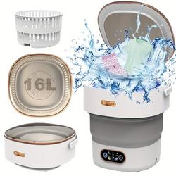TEMU Portable Washing Machine With Rotary Dryer, 16l Mini Washing Machine And Dryer, Small Washing Machine, Portable Cleaning Underwear, Baby Clothing, Folding Camping Laundry, Hotel, Travel