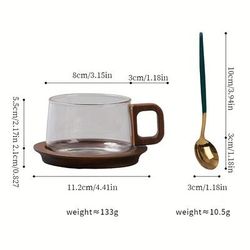 TEMU Hot-selling New Set Of Cups, High-looking Transparent High--silica Glass Cup, Latte Water Cup, High-end