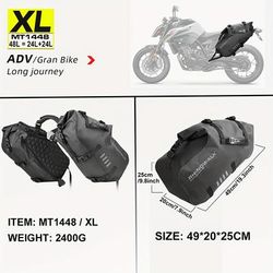 TEMU Rhinowalk 2pcs Motorcycle Saddlebag Waterproof 18l/28l/48l Motorcycle Tail Side Bag Pannier Universal For / /kawasaki/ Travel Luggage Storage Riding Bag Motorcycle Accessories