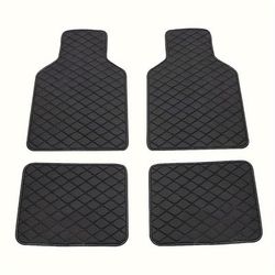 TEMU 4pcs Set Universal Pu Leather Car Floor Mats - Durable And Stylish, Car Front And Rear Seats Floor Mats, Car Interior Accessories
