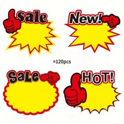 TEMU 120 Yellow Tags, Blank Labels, Promotional Emphasis Labels, Suitable For Retail, Supermarket, Price Tags.
