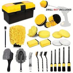 TEMU 27pcs Cleaning Kit, Car Kit, Car Beauty Drill Brush Kit, Car Wash Accessories, Interior, Exterior, Wheel Cleaning Tool Kit