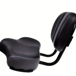 TEMU Universal Bike With Backrest Cushion, Black Synthetic Leather & Sponge, Uncharged, Ideal For Easter, Christmas, Halloween