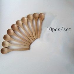 TEMU 10pcs Wooden Long Handle Spoons - Home Coffee And Creative Dishes, Suitable For Restaurants!