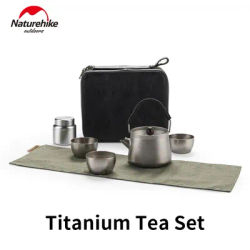 Naturehike Outdoor Titanium Tea Set Portable Mini 4+1 Teacup Teapot 250ml Pure Water Cup Fishing Picnic Oudoor Camping Hiking