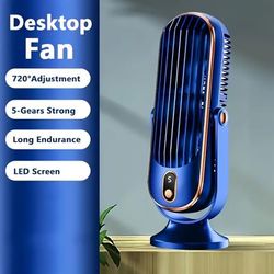 TEMU 2025 Upgraded Portable Usb Desk Fan With Large Battery - 5 , High , Ultra-long , Ideal For Office, Travel, Camping, Rv, And Outdoor Use, Travel Essentials | Modern Aesthetic | Durable Build
