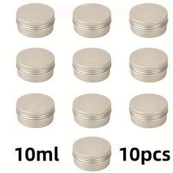 TEMU 10pcs Matte Tin Jars With Screw-on Lids - Refillable Cosmetic Containers For Eyeshadow, Creams, Lip Balm & Powders - Travel & Storage, Cosmetic Jars