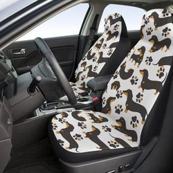 TEMU 2pcs Dachshund Print Car Seat Covers, Breathable Non-slip Front Seat Protectors, Polyester Fiber, Machine Washable, Fit Most Vehicles, Automotive Interior Accessories, Car Seat Covers