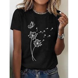 Per donna Maglietta Stampato Floreale Grafico Vintage Elegante Classico Manica Corta Girocollo Top Regolari Quotidiano Weekend Blu Nero Bianco Rosa Estate Primavera