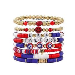 250° anniversario USA Braccialetto Bandiera USA Casual Adulti Per uomo Per donna Semiquincentenario Mascherata Giorno dell'Indipendenza / 4 Luglio Casuale Festival Costumi di Halloween facili Vestirsi