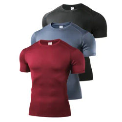 Men's Running T Shirt Summer Short Sleeve Male Sport Tops Tee Workout T-shirt Skinny Tights Gym Fitness Compression Shirts Men