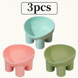 TEMU 3 Pack - Tilt Cat Bowl - Anti-vomiting Elevated Pet Feeding Tray With Non-slip Base, Plastic Slow Feeder For Cats, Pet Feeding Tools