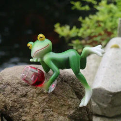 1 morceau d'intérêtus tentures de grenouille verte et de verre à vin, décoration intérieure et extérieure complète adaptée au jardin, aux aquariums, aux étangs, aux Pots de fleurs et au jardin sur le