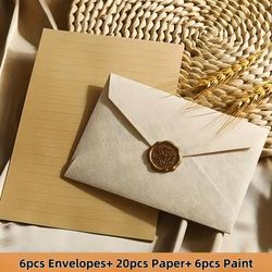 TEMU A Set Of 32pcs Of Wax Linen Envelopes And Stationery Sets, Western-style Love Letters, Invitations, Postcards, Invitations, Storage Bags