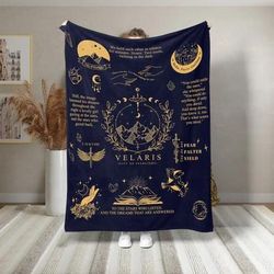 TEMU Acotar Sjm Throw Blanket - Quotes, Cozy Polyester Flannel, Knitted Design, Gift For Book Lovers, 250-300g/m², Themed |magical Night Theme|soft Texture