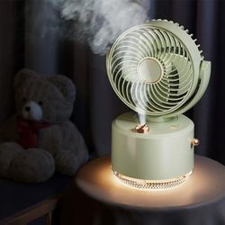 TEMU Portable Spray Cooling Fan With 300ml Humidifier & Mood Light - Adjustment, 1800mah Lithium Battery, For Desk Or Travel, Small Fan