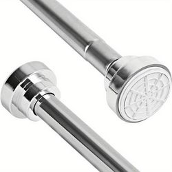 TEMU Shower Curtain Tension Rod Extendable Stainless Steel Shower Pole 105-160 Cm Telescopic Net Shower Curtains Rail With No Drilling Rod Adjustable Hanging Rail For Bathroom Wardrobe, Drying Racks