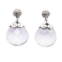 Romance Drop,'Drop-Shaped 13-Carat Rose Quartz Dangle Earrings'