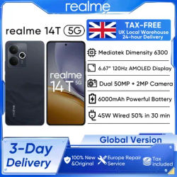 realme 14T Global Version Mediatek Dimensity 6300 (6 nm) 6.67” 120Hz AMOLED Display IP68 45W 6000mAh Battery Android 15