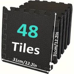 TEMU 36/48pcs Interlocking Floor Mats, 0.4inch Exercise Mat For Floor, 12.2inx12.2in Eva Gym Floor Mat, Workout Mat Foam Floor Tiles For Home Gym Equipment Garage