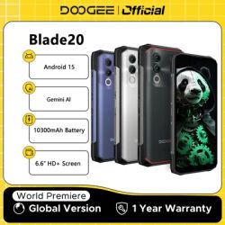 Global Version DOOGEE Blade20 Rugged Phone Gemini AI 10300mAh Battery 6.6'' HD+ Screen 4GB 128GB Android 15 Smartphone NFC