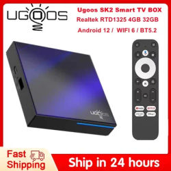 Ugoos SK2 Smart TV Box Realtek RTD1325 ARM Cortex-A55 4GB 32GB Android 12 Wifi6 BT5.2 RJ45 100M 4K HDR Media Player Set Top Box