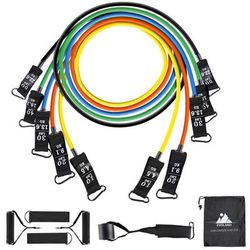TEMU 11pcs Heavy-duty Resistance Bands - Tpe Resistance Band Set With Carry Bag - Stackable, High-tension Bands For Home Gym, Yoga & Pilates - Includes Leg, Ankle Straps