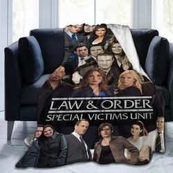 TEMU Law & Order: Special Unit Inspired Polyester Knit Throw Blanket - Multi-use Home Decor Gift, 250-300 G/㎡, Home Decor Gift|television Show Theme|soft Texture Blanket, Law & Order Merchandise