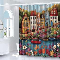 TEMU 1pc House Shower Curtain, High-end Elegant Bathroom Decoration Pattern