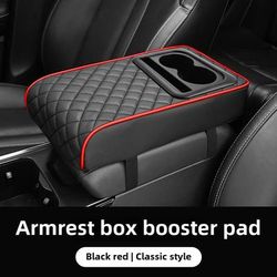 TEMU Deluxe Memory Foam Car Armrest Pad With Storage Pockets, Cup Holder & Phone Stand - Comfortable Pu Console Cushion For 20cm/7.87in Width - Reduces Elbow Pressure, Long Drives, Car Armrest Cover