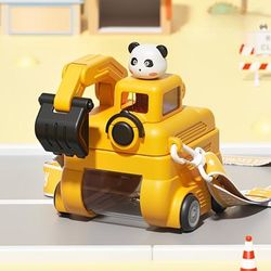 TEMU 1pc Excavator Plastic Water Cup, 500ml High-quality Large Capacity Portable Cartoon Water Bottle, Stylish Outdoor Excavator .
