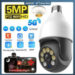 5MP Wifi 5g Camera Bulb E27 TUYA Smart Life PTZ IP CCTV Outdoor Night Vision 3MP Security Video Bulb Surveillance Camera TUYA