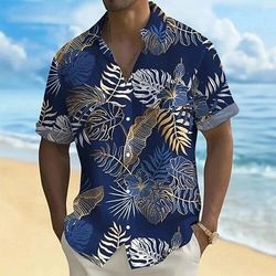 Per uomo Foglia di palma Piante Tropicali Camicia hawaiana estiva Camicia con Bottoni Camicia Aloha Manica Corta Hawaiano Ferie Abbigliamento mare Estate Primavera Collo ripiegato Stampa 3D camicie
