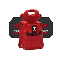 Shellback Tactical Defender 2.0 Active Shooter Armor Kit with Level IV Model 4S17 Armor Plates Range Red One Size SBT-9040-4S17-RD