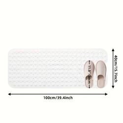 TEMU Extra Long Bathtub And Shower Mat With Suction Cups, Drain Holes, 16x39 Inch, Non-slip, Pvc Material, Only - Ideal For Bathroom Use