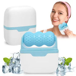 Double-headed facial ice roller, used for facial and head massage, made of resin material, without fragrance and battery