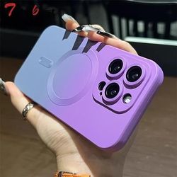 TEMU Colorful Gradient For Wireless Charging Case For Iphone 16promax/16pro/16plus/16 15 14 11 Pro Max Tpu Magnetic Cover
