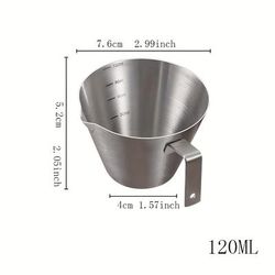 TEMU 100ml & 120ml Stainless Steel Coffee Extraction Cup With Measurement – Durable, Reusable, And Dishwasher Safe For Espresso And Milk Measurements, Coffee Cup
