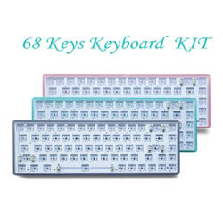 Novice 68key 3-mode Hot Swap White Light Mechanical Keyboard Kit 2.4Ghz Wireless Bluetooth Compatible 3/5 Pins Switch