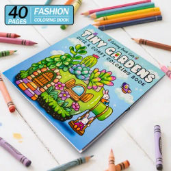 A cartoon coloring book with a fantasy house as its theme, a stress relieving and relaxing copy illustration coloring book