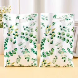 Sacs d'emballage de feuilles d'eucalyptus vertes, 10/20/50 pièces, sacs cadeaux pour bonbons et biscuits, décor pour anniversaire, mariage, réception-cadeau pour bébé
