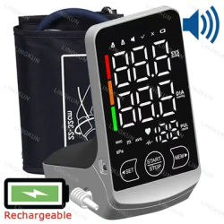 English/Spanish Voice Large Display Screen Rechargeable Automatic Tonometer Arm Blood Pressure Monitor Digital Tensiometer