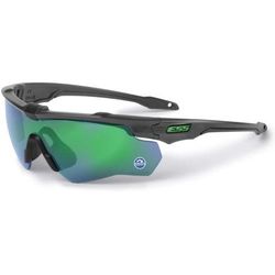 ESS Waterman CrossBladeSTD Sunglasses Carbon Gray Frame Polarized Mirrored Green Lens Large EE9032-29