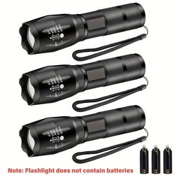 TEMU 3pcs Led Aluminum Handheld Flashlight, Portable Handheld Tactical Flashlight For Outdoor Camping And Hiking - And Bright! Ideal For Emergencies And Outdoor Use., Best For Christmas