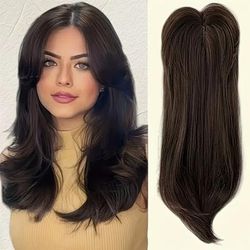 TEMU Elegant Straight Hair Topper Piece For Bald Spots & Thinning Hair - Natural-looking Hairpiece For , Adds Volume & Coverage, Conceals White Hair, Suitable For All , Hair Accessories