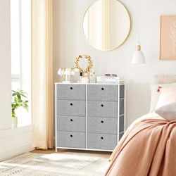 TEMU Chest Of Drawers, Storage Unit With 8 Fabric Drawers, Dresser, Organiser Unit With Metal Frame, Tabletop, For Closet, Nursery