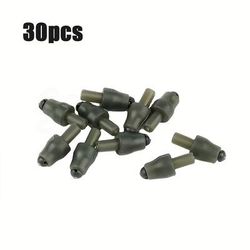 TEMU 30/50/100pcs Carp Fishing Line Connector Beads - Dark Green Pvc Adjustable Weights For Rig Setup, Durable & Portable Fishing Gear Accessories, Carp Fishing Aid | Design | Pvc Construction
