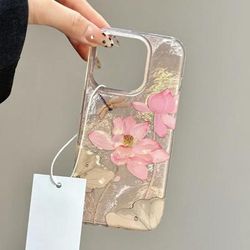 TEMU Simple Pink For Lotus Suitable For Iphone14/15 Mobile Phone Case 11 12 12pro 13 13p 13promax 14 14pro 14promax 14plus 15 15pro 15plus 15pm 16 16pro 16plus 16promax Mobile Phone Case